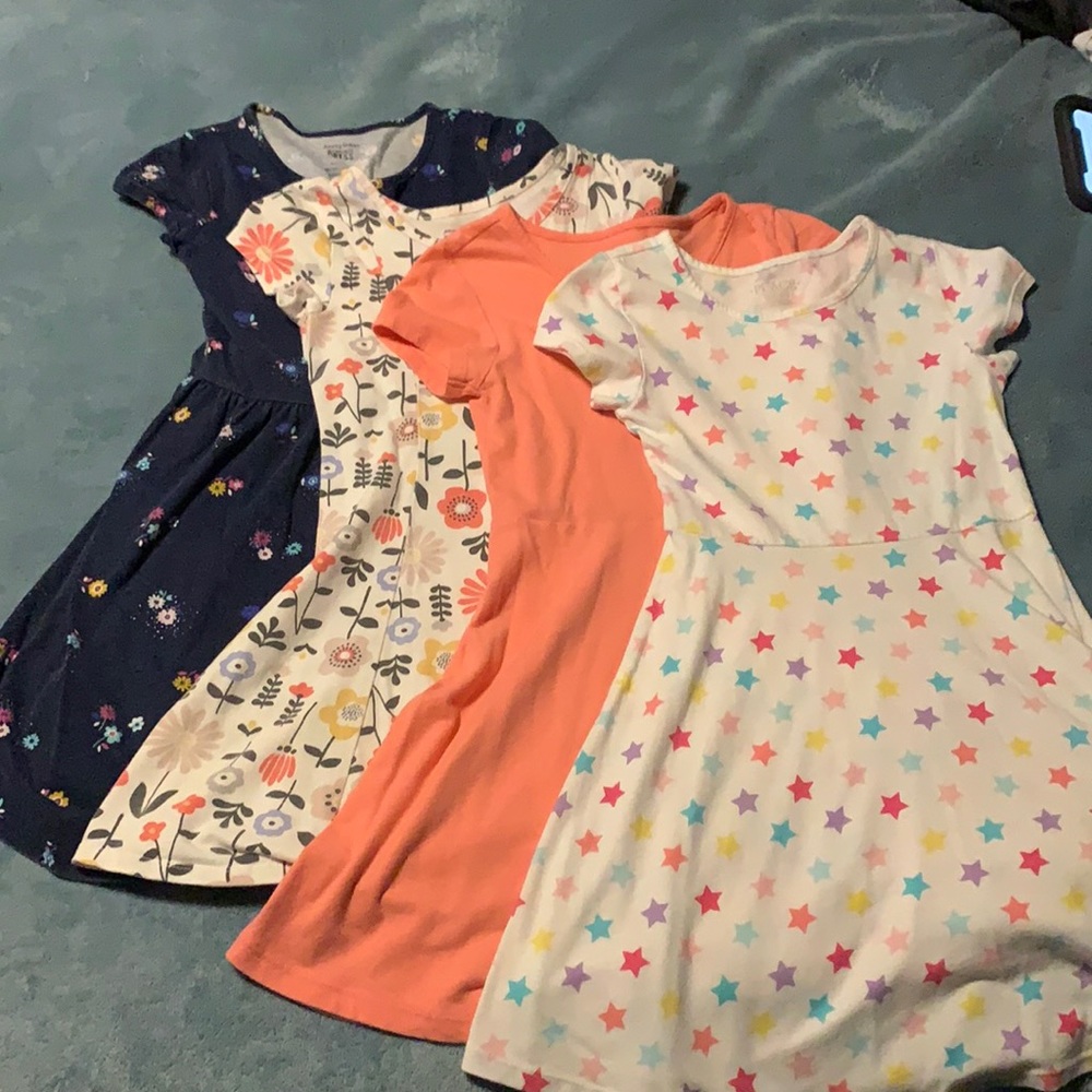 Lot of 4 - girls, size 6/6x short sleeve skater dresses.